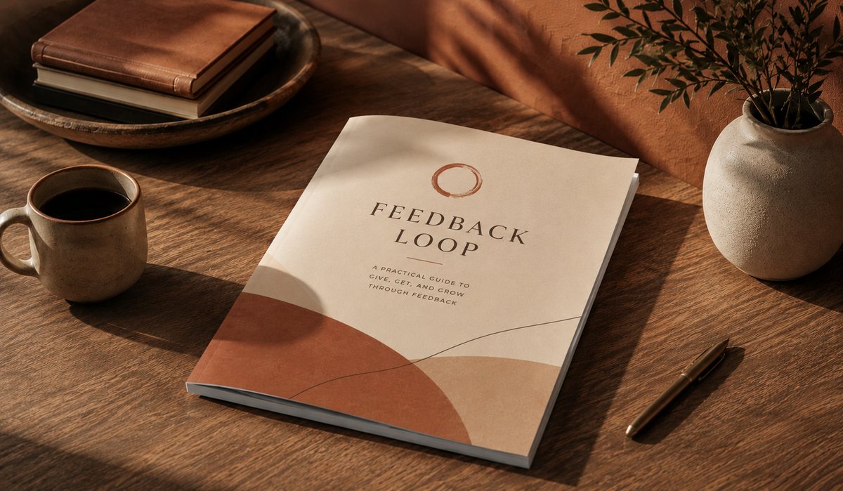 Feedback Loop guide cover on a wooden desk